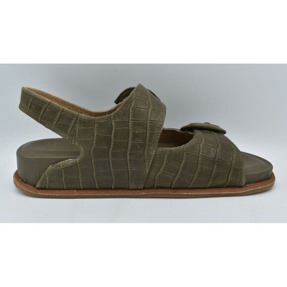 Sofft Womens Size 9 Adalia Olive Buckle Croc Embossed Suede Leather Sandals - Picture 9 of 13
